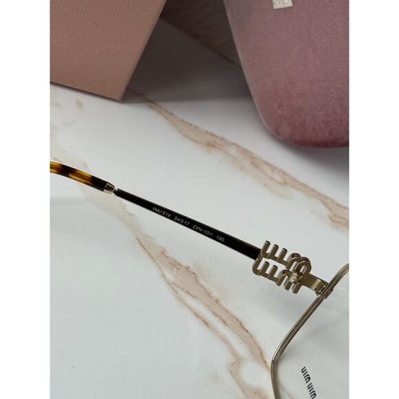 NEW Miu Miu M51XV Gold Square Logo Eyeglasses Frames